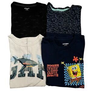 Old Navy‎ GAP Kids Boys Graphic T-Shirts Lot of 4 Sharks Spongebob Size L